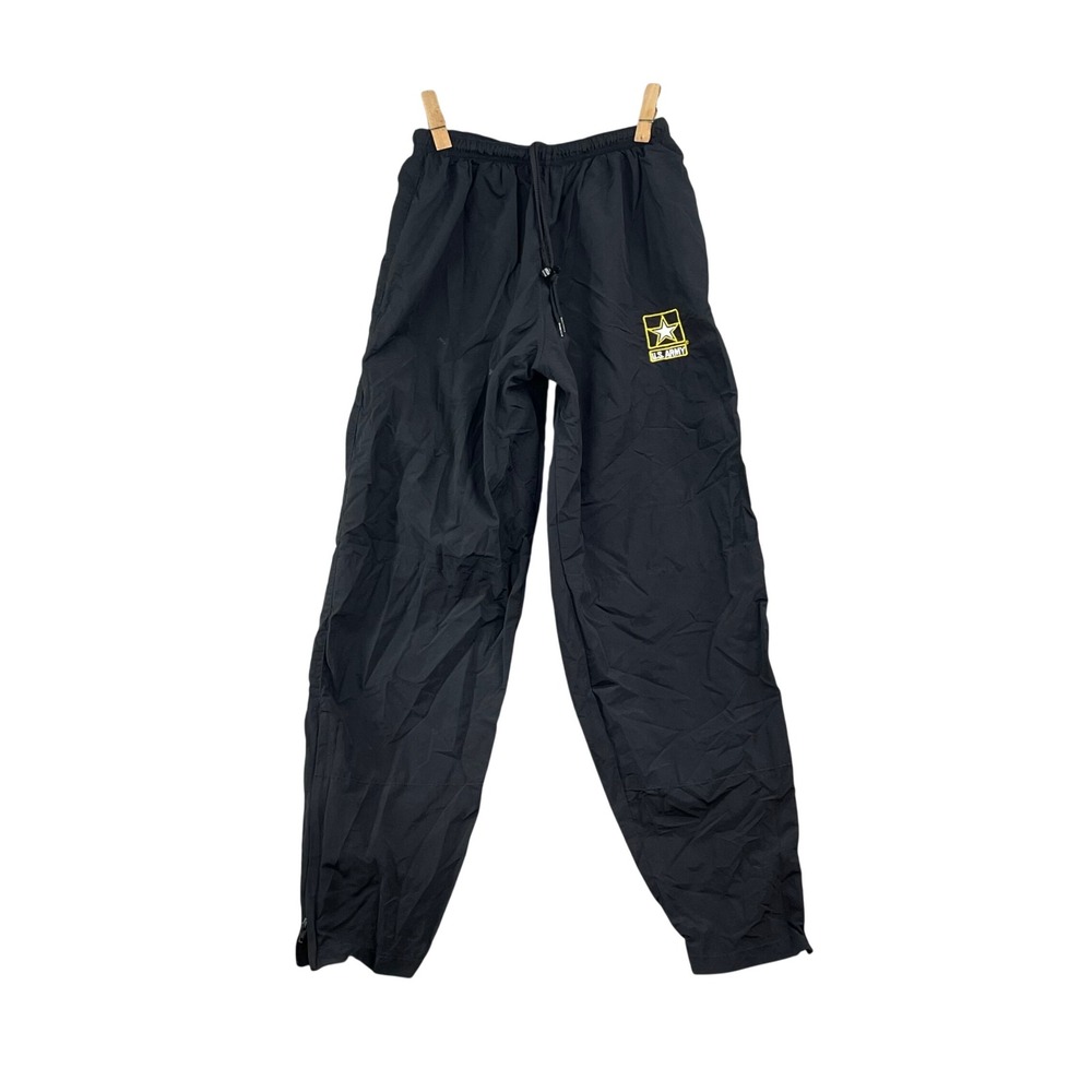 US Army APFU Track Pants Mens Medium Black Windbreaker Joggers Military Issue